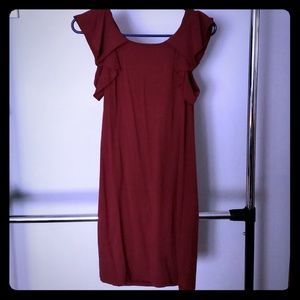 Maroon tuck sleeve dress